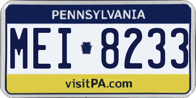 PA license plate MEI8233