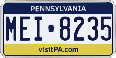 PA license plate MEI8235
