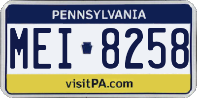 PA license plate MEI8258