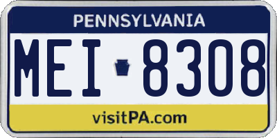 PA license plate MEI8308