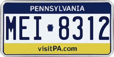 PA license plate MEI8312