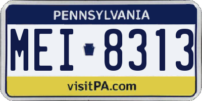 PA license plate MEI8313