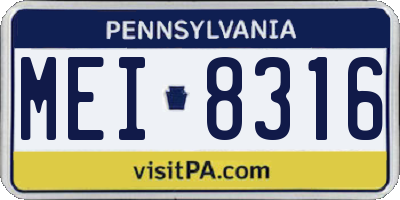 PA license plate MEI8316
