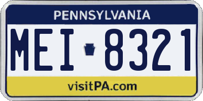 PA license plate MEI8321