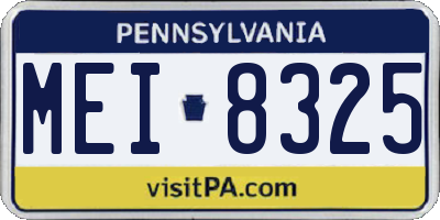 PA license plate MEI8325
