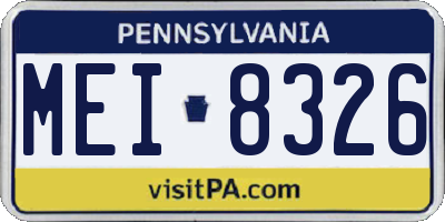 PA license plate MEI8326