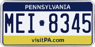 PA license plate MEI8345