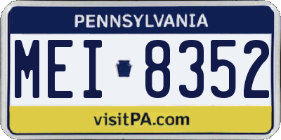 PA license plate MEI8352
