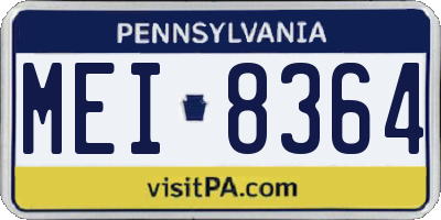 PA license plate MEI8364