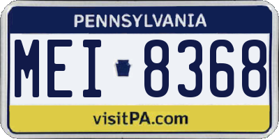 PA license plate MEI8368