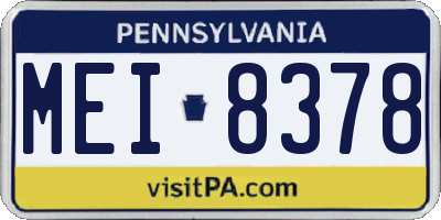 PA license plate MEI8378