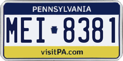 PA license plate MEI8381