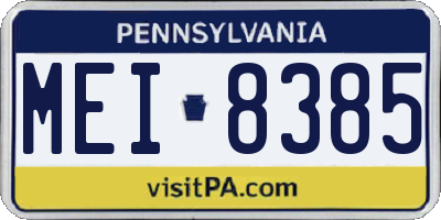 PA license plate MEI8385