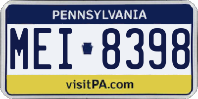 PA license plate MEI8398