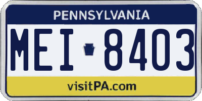 PA license plate MEI8403