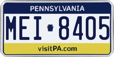 PA license plate MEI8405