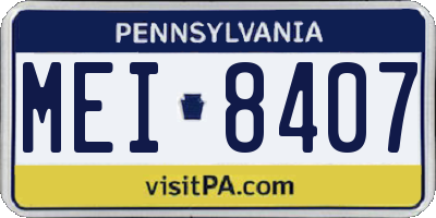 PA license plate MEI8407