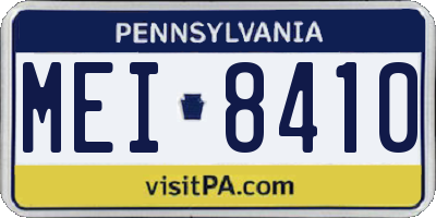 PA license plate MEI8410