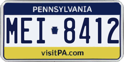 PA license plate MEI8412