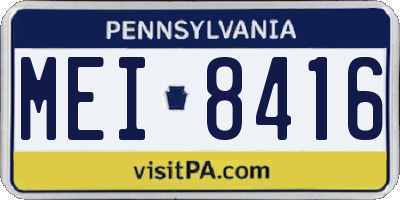 PA license plate MEI8416