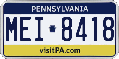 PA license plate MEI8418