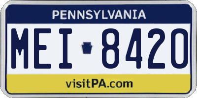 PA license plate MEI8420