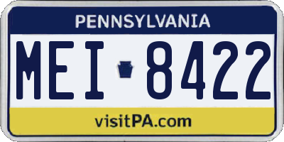 PA license plate MEI8422