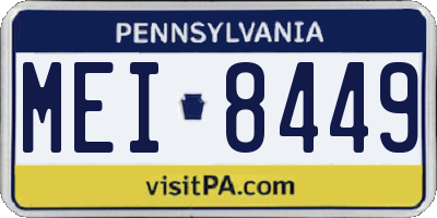 PA license plate MEI8449