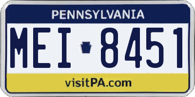 PA license plate MEI8451
