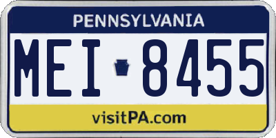 PA license plate MEI8455