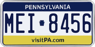 PA license plate MEI8456