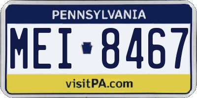 PA license plate MEI8467