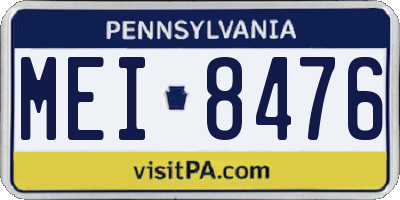 PA license plate MEI8476