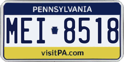 PA license plate MEI8518