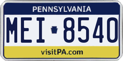 PA license plate MEI8540