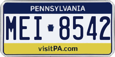 PA license plate MEI8542