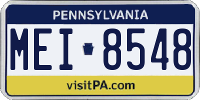 PA license plate MEI8548
