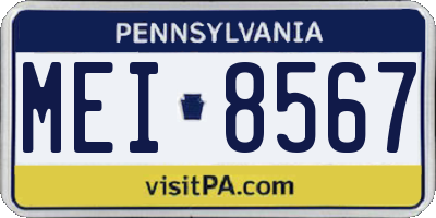 PA license plate MEI8567