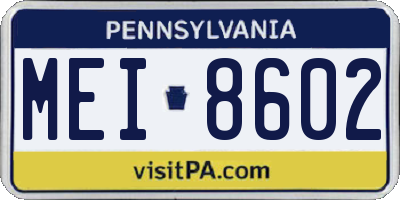 PA license plate MEI8602