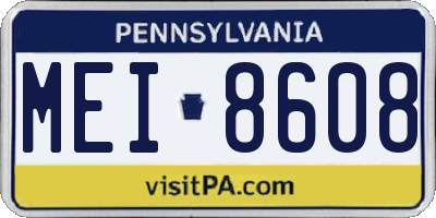 PA license plate MEI8608