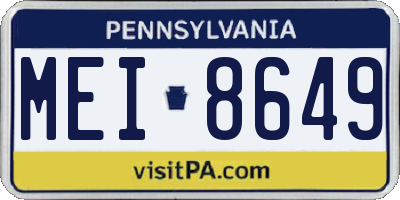PA license plate MEI8649