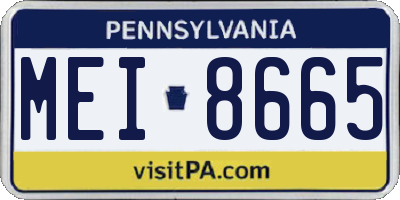 PA license plate MEI8665