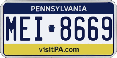 PA license plate MEI8669
