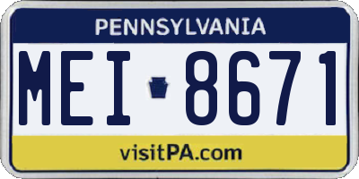 PA license plate MEI8671