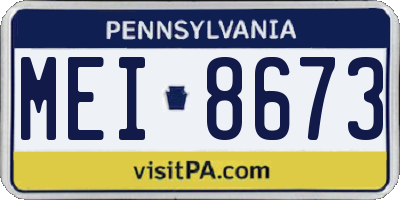 PA license plate MEI8673
