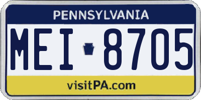 PA license plate MEI8705
