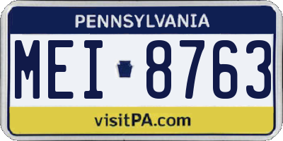 PA license plate MEI8763