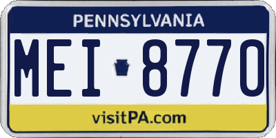 PA license plate MEI8770