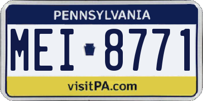 PA license plate MEI8771