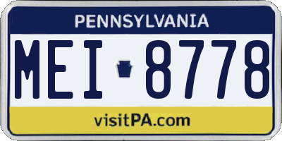 PA license plate MEI8778
